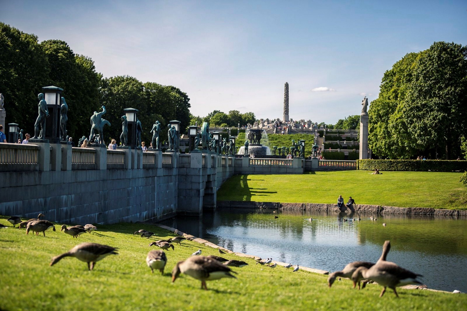 The bridge in Vigeland Park, the Monolith behind